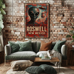 Roswell UFO Vintage Distressed SciFi Collectors Poster