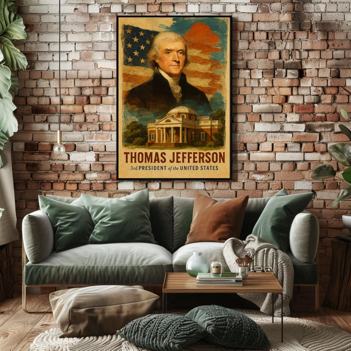 Thomas Jefferson 3rd President of the United States Layered Digital Collage Poster