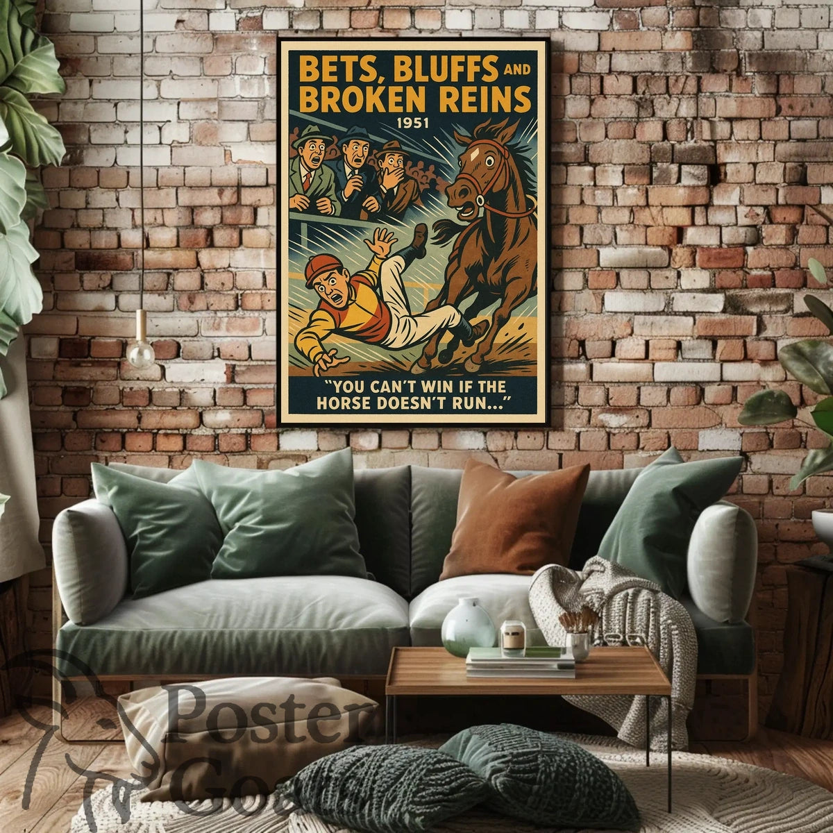 Dramatic Horse Racing Event with Vintage Style Sports Poster
