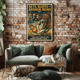 Dramatic Horse Racing Event with Vintage Style Sports Poster