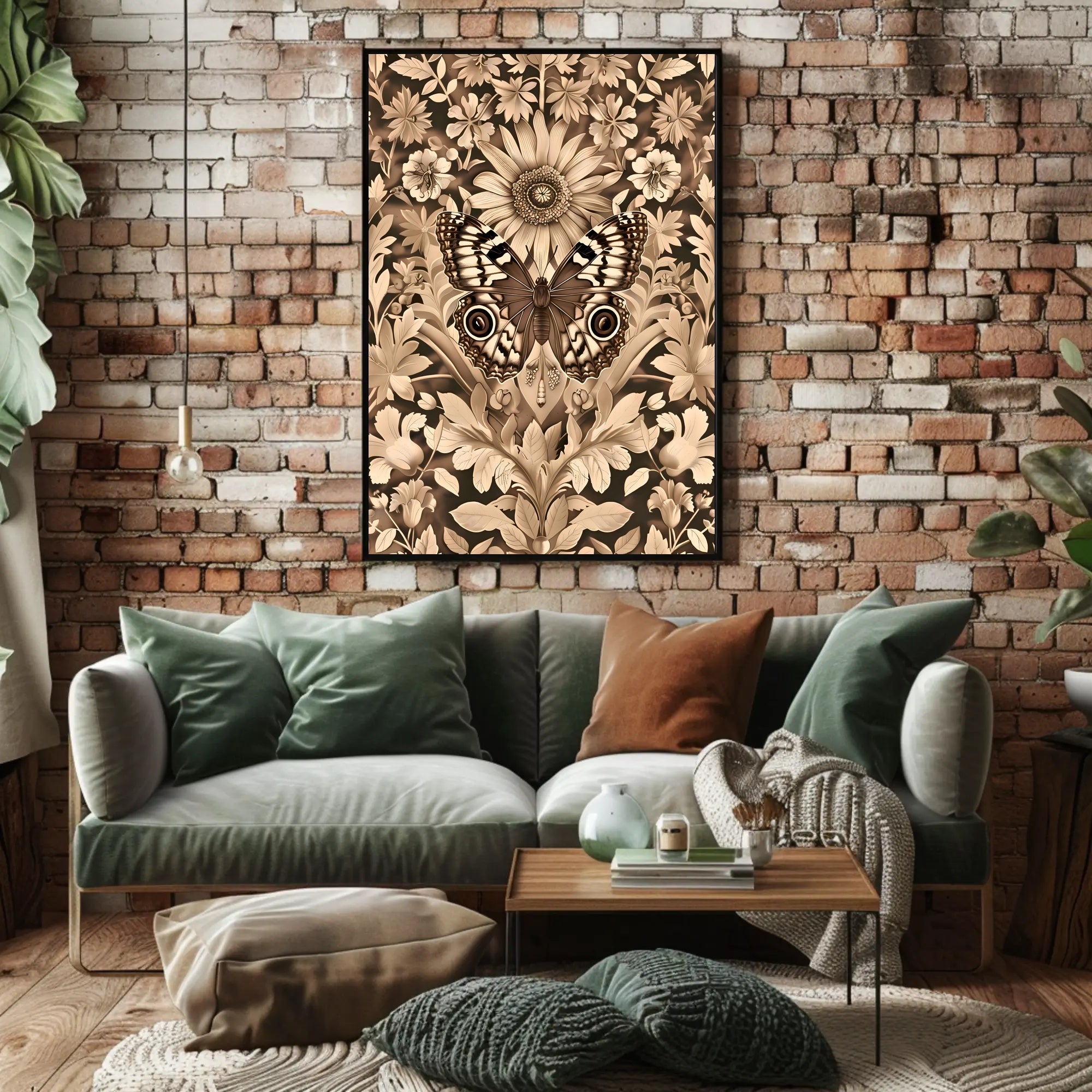 Butterfly and Floral Vintage Artwork Artistic Poster