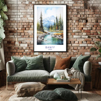 Serene Banff Landscape Watercolor Art National Park Poster PosterGoat