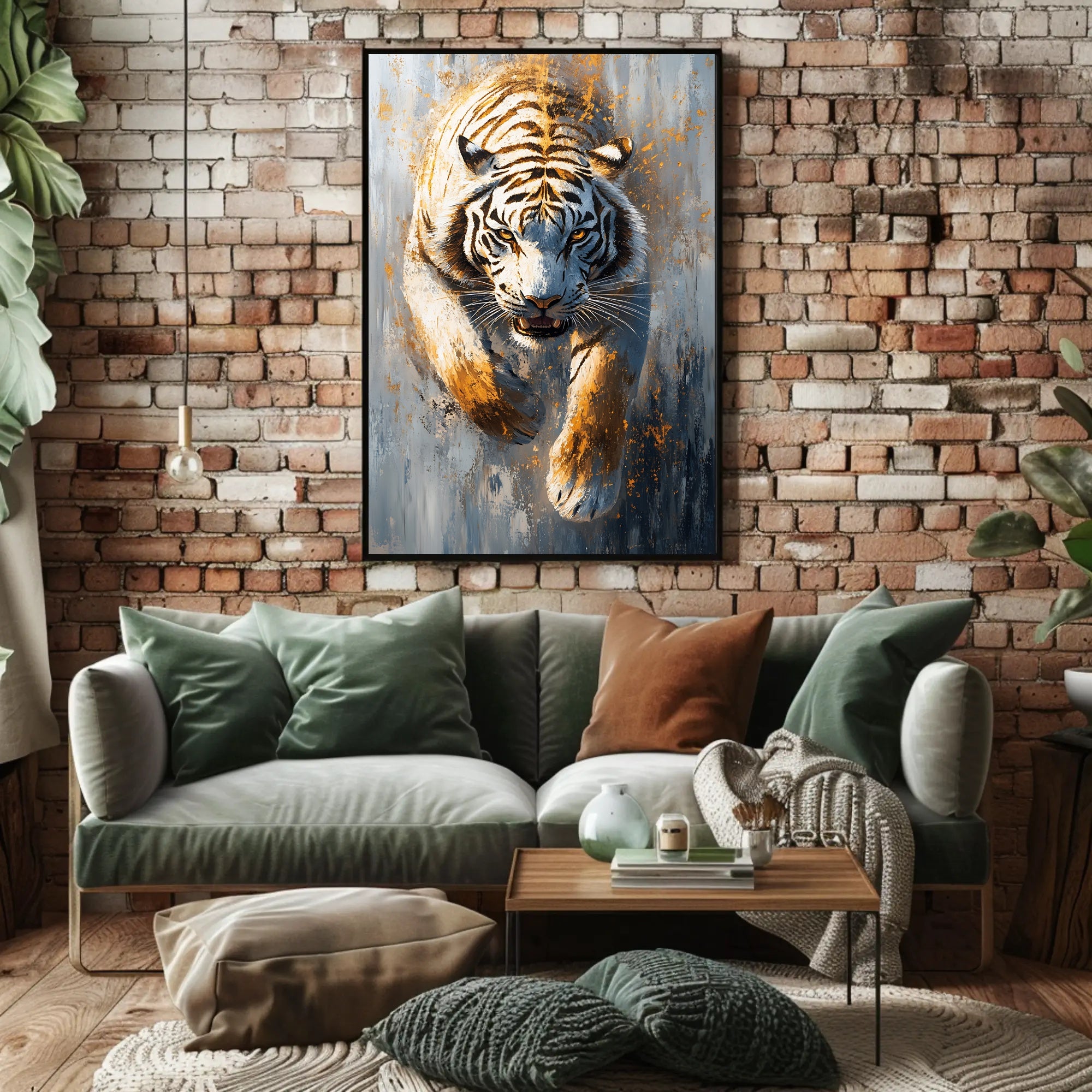 White Tiger in Motion, Bold Animal Poster