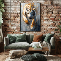 White Tiger in Motion, Bold Animal Poster