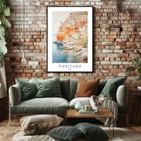 Positano Dreamscape: Serene Watercolor Travel Poster PosterGoat