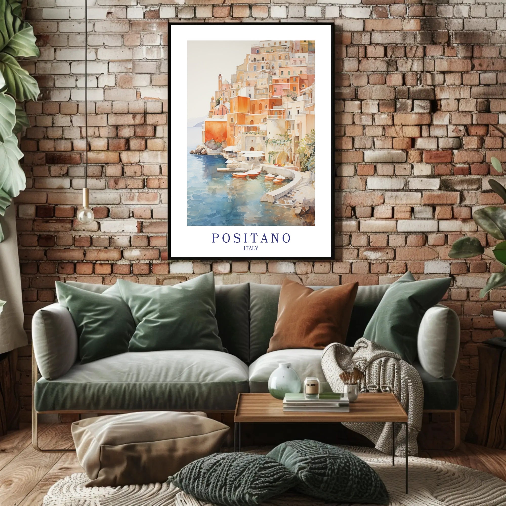 Positano Dreamscape: Serene Watercolor Travel Poster PosterGoat