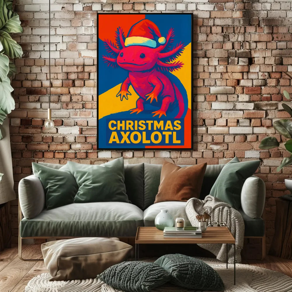 Christmas Axolotl Poster for Animal Lovers