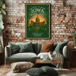 Vintage Iowa Travel Poster: Cultural and Agricultural Richness