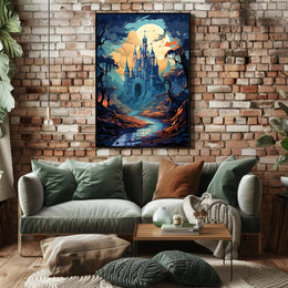 Enchanted Castle Under The Moon Poster