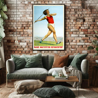 Soviet Javelin Thrower Vintage Art Sports Poster