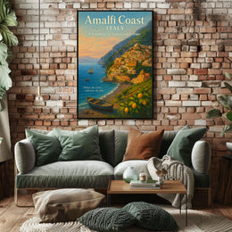 Amalfi Coast Tranquility: Classic Travel Poster Art