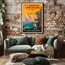 Fly To Australia New Zealand By Poster