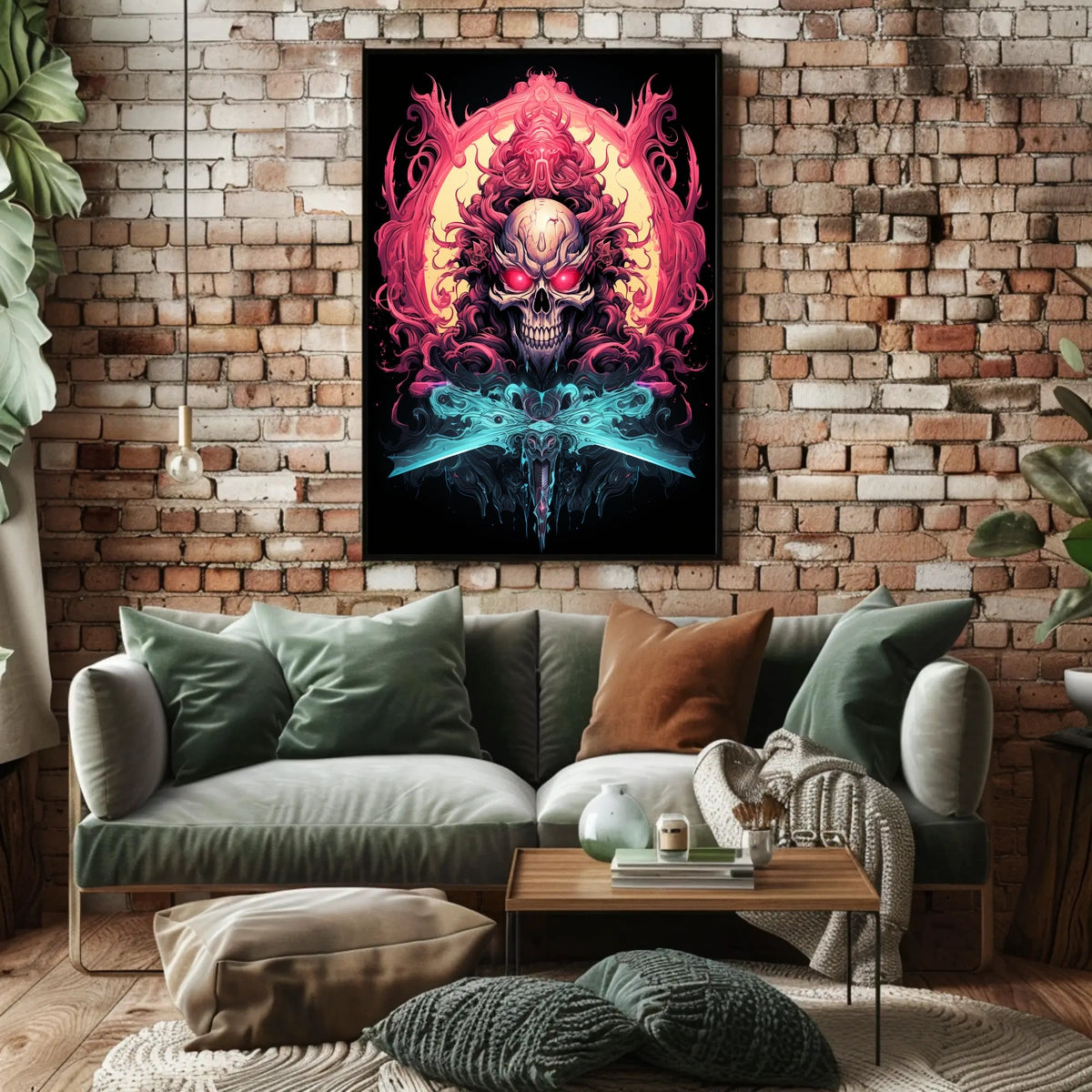 Menacing Skull Artistic Design Abstract Poster