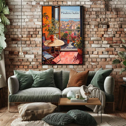 Madras India Balcony View with Cozy Seating Poster