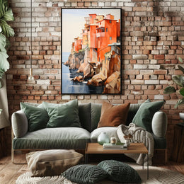 Coastal Cliffside Homes Poster