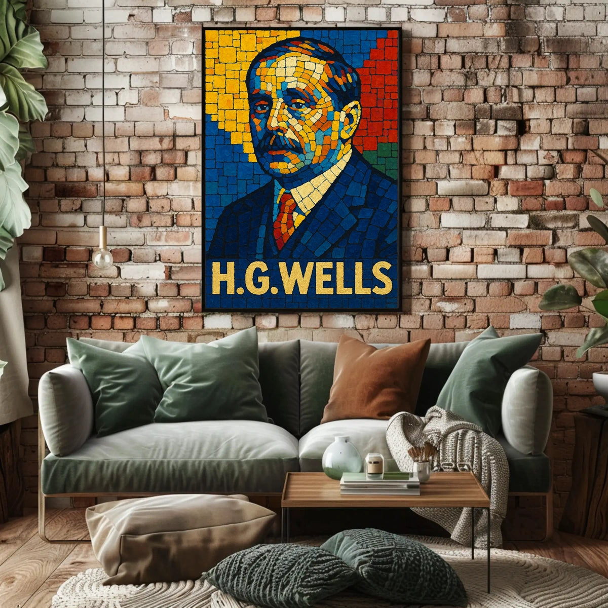 H.G. Wells Mosaic Portrait Poster