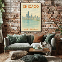 Chicago Skyline and Lake Michigan Poster