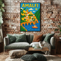 Amalfi Coast Illustration Poster