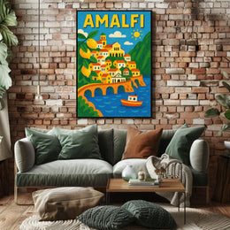 Amalfi Coast Illustration Poster