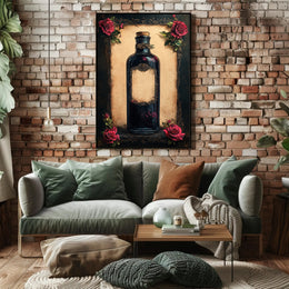 Vintage Potion Bottle With Roses Vintage Poster