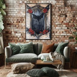 Gothic Bat Dark Roses Artistic Pop Culture Poster