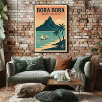 Bora Bora Vintage Travel Art, Tropical Paradise Travel Poster PosterGoat
