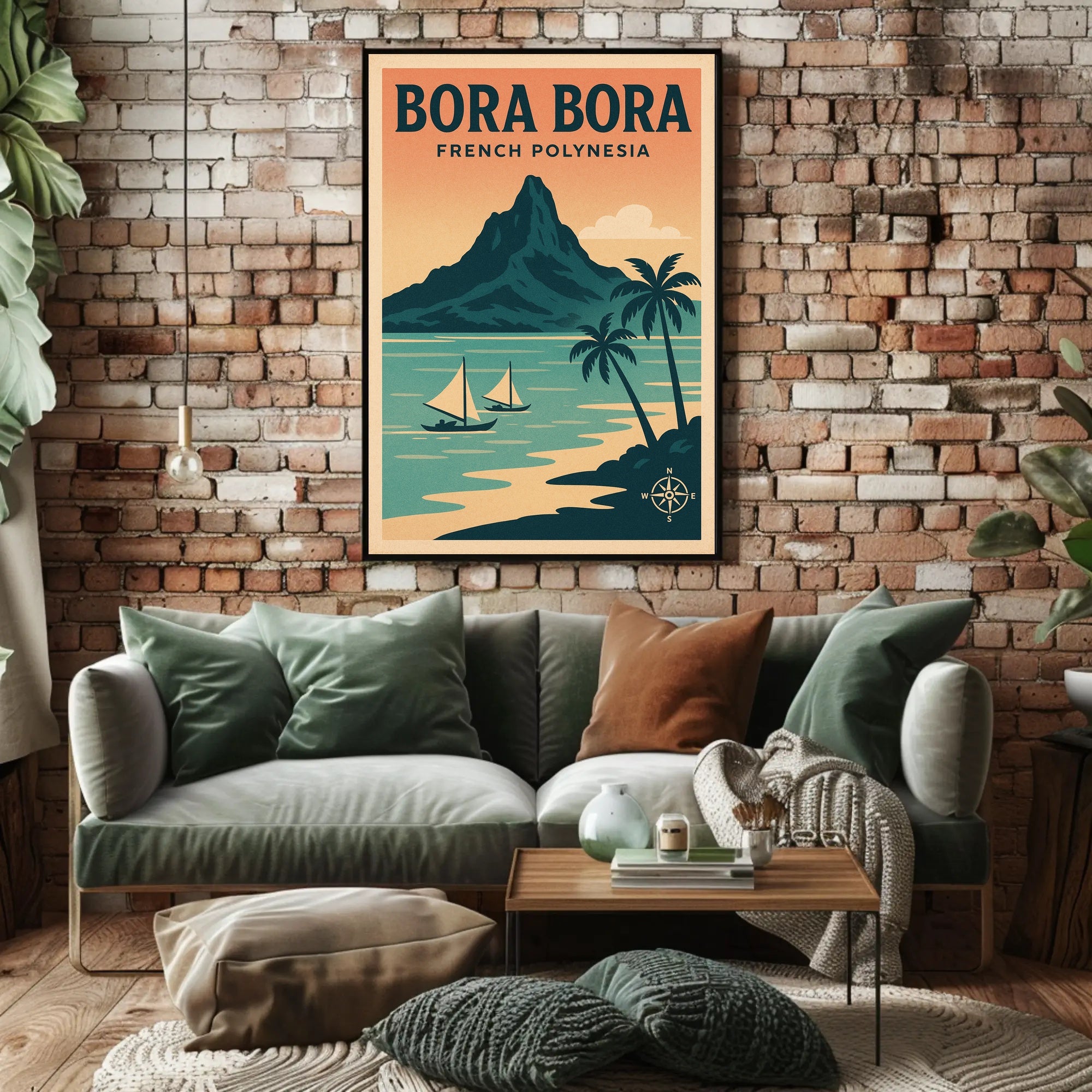 Bora Bora Vintage Travel Art, Tropical Paradise Travel Poster PosterGoat