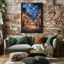 small town American street during 4th of July Poster
