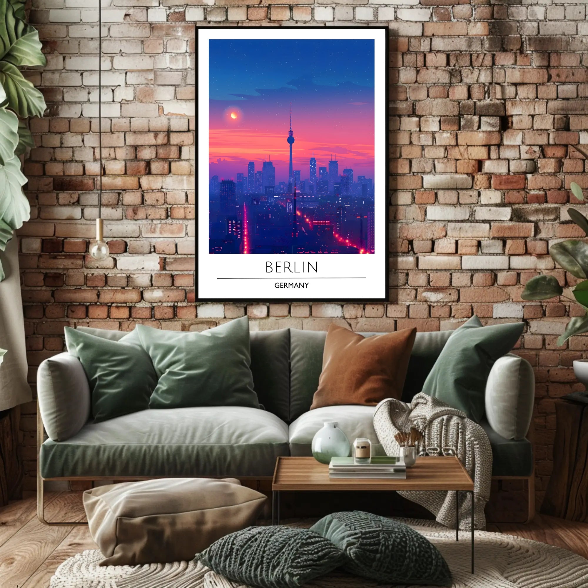 Berlin Twilight Skyline with Iconic TV Tower Cityscape Poster