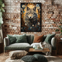 Majestic Wolf Portrait in Ornate Art Nouveau Animal Poster