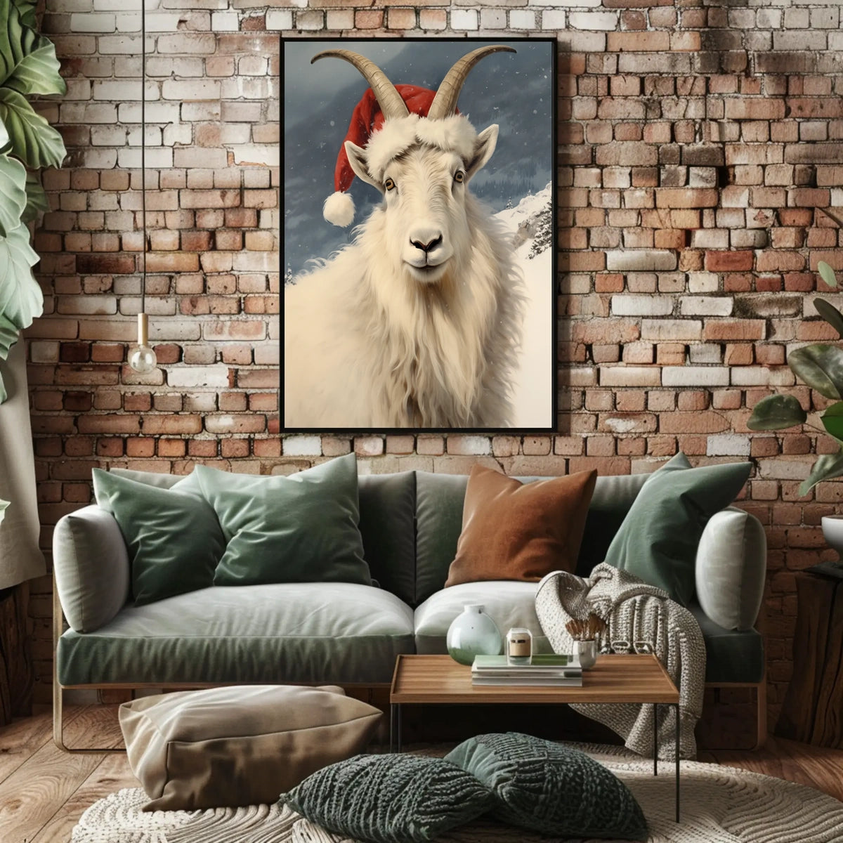 Festive Mountain Goat Poster