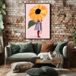 Whimsical Sunflower Child Poster Art Print