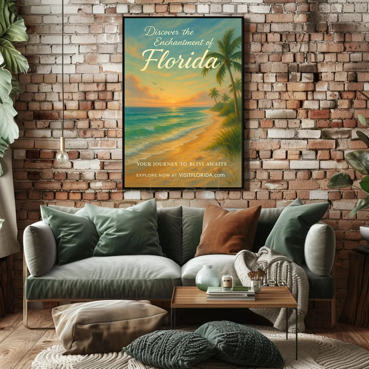 Serene Florida Coastal Sunset Travel Poster