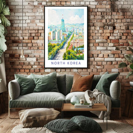 Vibrant Pyongyang Cityscape with Ryugyong Hotel Urban Poster PosterGoat