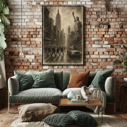 New York City Poster Vintage Urban Sketch Wall Art