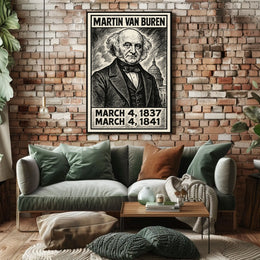 Martin Van Buren 8th President of the United States B & W Comic Sketch Poster