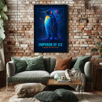 Emperor Penguin Poster Neon Glow Wall Art Print
