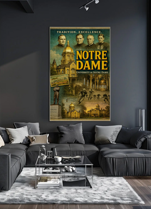 Notre Dame University Historic Campus Football Tradition Travel Poster
