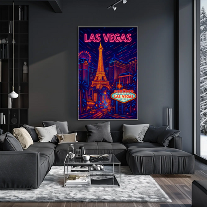 Las Vegas Neon Night Lights Travel Poster