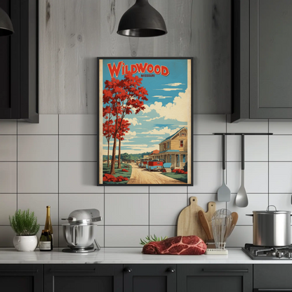 Wildwood Missouri Rustic Village Drive Vintage Travel Poster