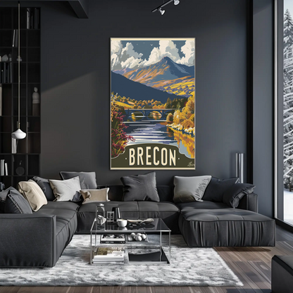 Brecon Mountain Bridge Autumn Valley View Travel Poster