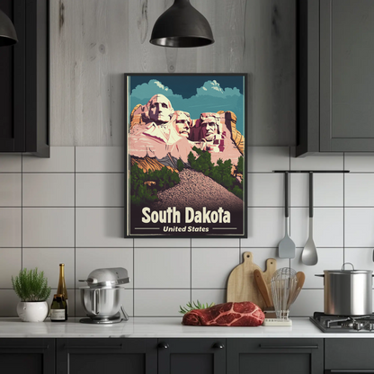 Mount Rushmore United States South Dakota Vintage Travel Poster
