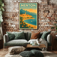 Menton Riviera Vintage Travel Poster: Sunset Serenity