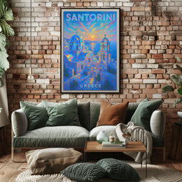 Santorini Sunset Greece Poster