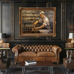 Vintage Bartender Craftsmanship Impressionistic Art Poster