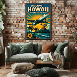 Discover Hawaii Vibrant Halftone Poster PosterGoat