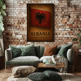 Albanian Flag Vintage Cultural Heritage Poster
