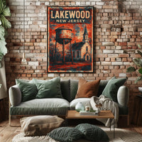 Vintage Lakewood Design Nostalgic Americana Travel Poster