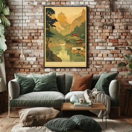 Serene Mountain Temple Poster