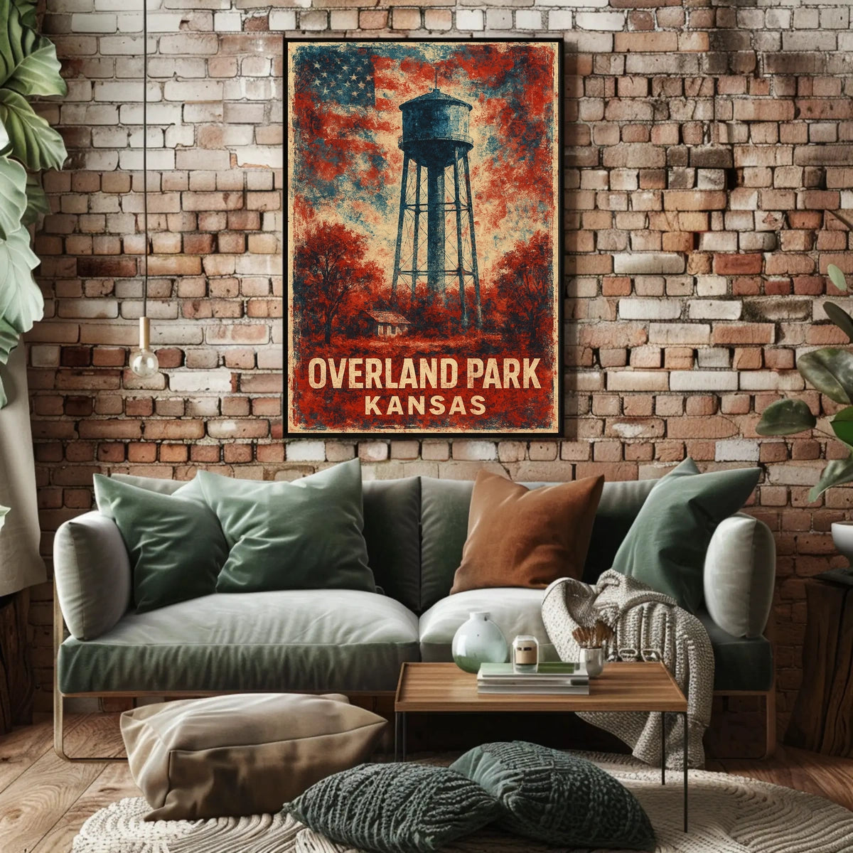 Overland Park Kansas Wanderlust Vintage Travel Map Poster